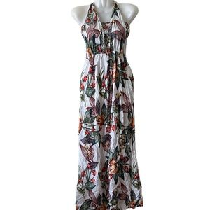 Bandeau/halter maxi dress floral women small